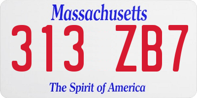MA license plate 313ZB7