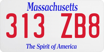 MA license plate 313ZB8