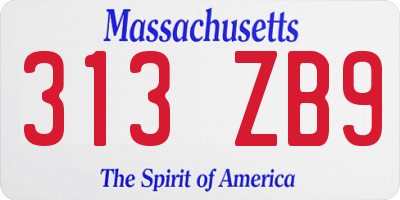 MA license plate 313ZB9