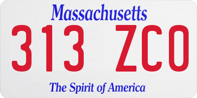 MA license plate 313ZC0