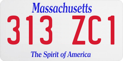 MA license plate 313ZC1
