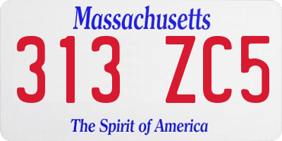 MA license plate 313ZC5