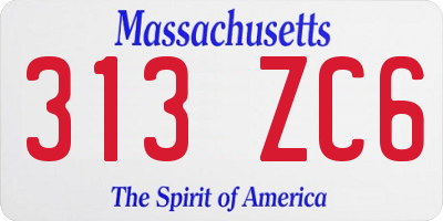 MA license plate 313ZC6