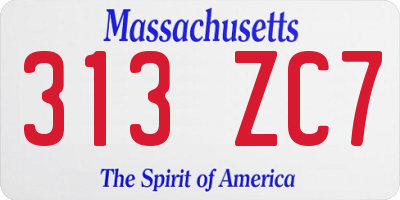 MA license plate 313ZC7