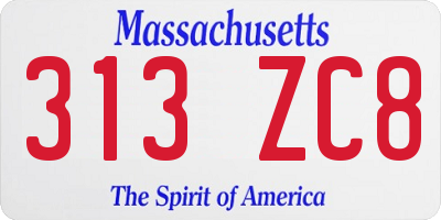MA license plate 313ZC8