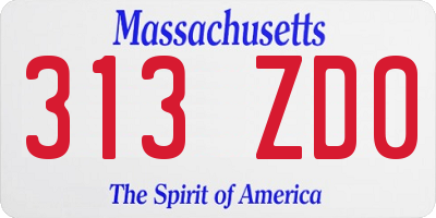 MA license plate 313ZD0
