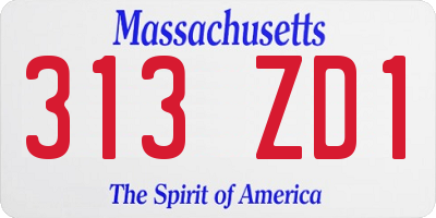 MA license plate 313ZD1