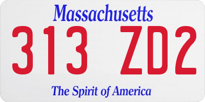 MA license plate 313ZD2