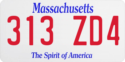 MA license plate 313ZD4