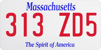 MA license plate 313ZD5