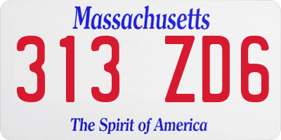 MA license plate 313ZD6