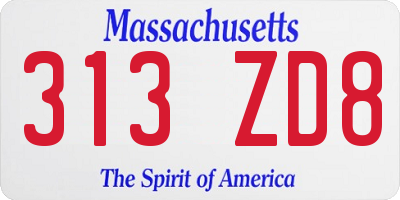 MA license plate 313ZD8