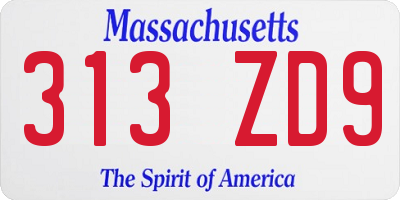 MA license plate 313ZD9