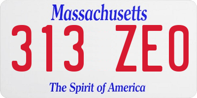 MA license plate 313ZE0