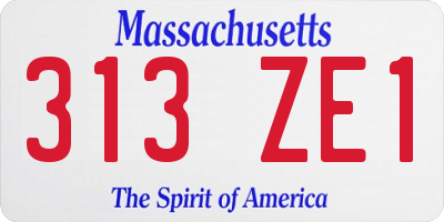MA license plate 313ZE1