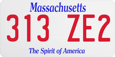 MA license plate 313ZE2