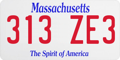 MA license plate 313ZE3