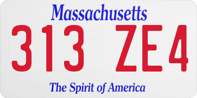 MA license plate 313ZE4