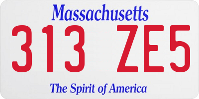 MA license plate 313ZE5