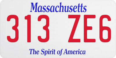 MA license plate 313ZE6