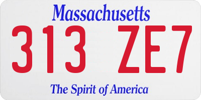 MA license plate 313ZE7
