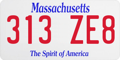 MA license plate 313ZE8