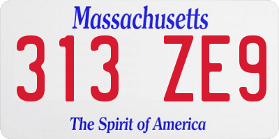 MA license plate 313ZE9