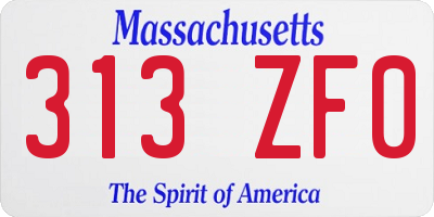 MA license plate 313ZF0