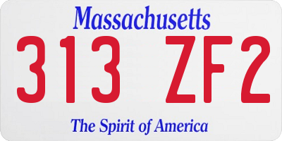 MA license plate 313ZF2