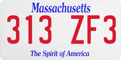 MA license plate 313ZF3