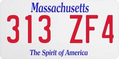 MA license plate 313ZF4