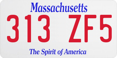 MA license plate 313ZF5