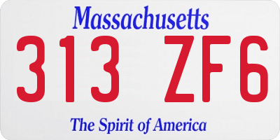 MA license plate 313ZF6