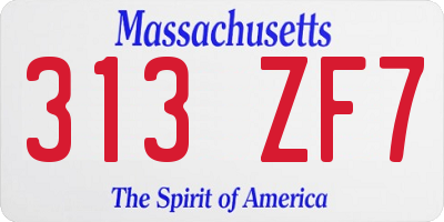 MA license plate 313ZF7