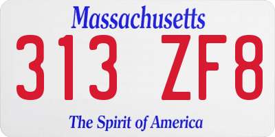 MA license plate 313ZF8