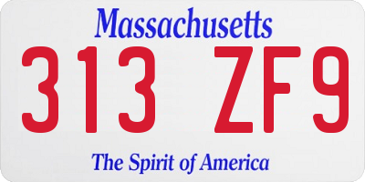 MA license plate 313ZF9