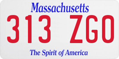 MA license plate 313ZG0