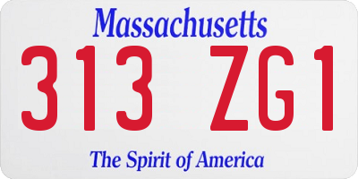 MA license plate 313ZG1