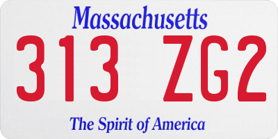 MA license plate 313ZG2