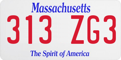 MA license plate 313ZG3