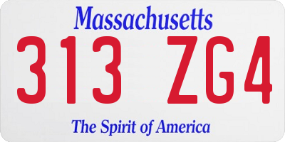 MA license plate 313ZG4