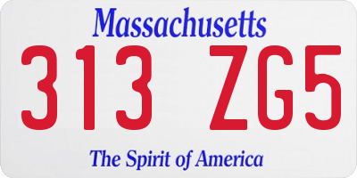 MA license plate 313ZG5
