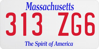 MA license plate 313ZG6