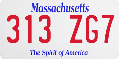 MA license plate 313ZG7