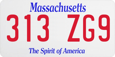 MA license plate 313ZG9