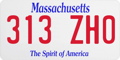 MA license plate 313ZH0