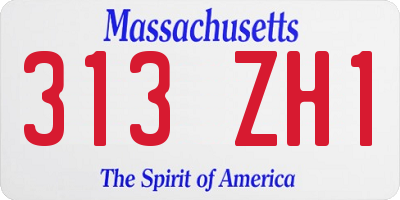 MA license plate 313ZH1