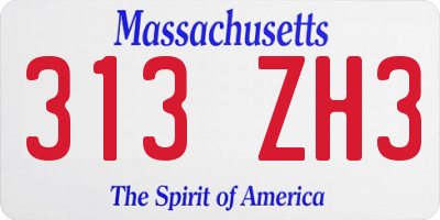 MA license plate 313ZH3