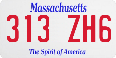MA license plate 313ZH6