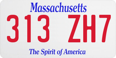 MA license plate 313ZH7